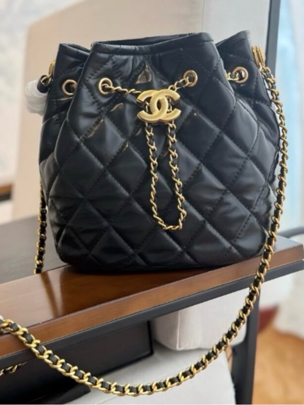 GWP CC Black Quilted Bucket Bag